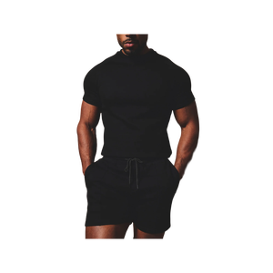 Shorts en coton uni pour homme avec poches, respirants, style décontracté, taille mi-haute, fermeture à cordon, gris - Product Image 3