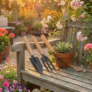 Juego de Herramientas de Jardín de Madera de Mango, 3 Piezas, Venta al Por Mayor |   Cuchillas de Acero con Alto Contenido de Carbono - Product Image 1