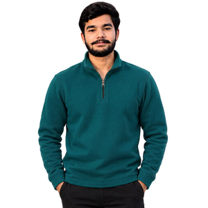 Sudadera personalizada al por mayor con media cremallera, de algodón grueso y forro polar, sudadera personalizada - Product Image 3