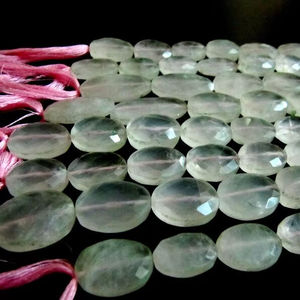 Chaîne de perles ovales facettées en quartz rose naturel, 10 pouces de long - Product Image 1