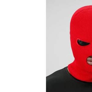 Cagoule en tricot rouge avec patch noir, couvre-visage intégral, unisexe adulte, 56-58 cm, style décontracté - Product Image 5