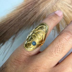 Snake Brass <b>Ring</b> <b>Labradorite</b> 18k Gold Plated <b>Ring</b> Large Statement Tribal jewelry Wholesale <b>Ring</b> for Women - Product Image 2