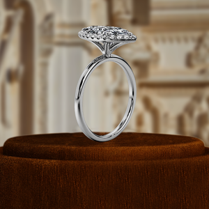 Anillo de Compromiso con Diamante Cultivado en Laboratorio de Corte Marquesa de 1 Quilate, Anillo de Boda con Halo, Anillo Hecho a Mano para Regalo de Aniversario, Anillo Certificado por IGI - Product Image 2