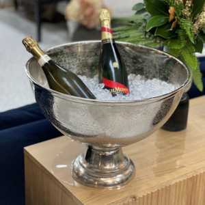 Pedestal Style Champagne Cooler Ice Bucket Bowl Silver Finish Customizable Designs Handmade Wine Chiller Bucket for <b>Bar</b> Supplies - Product Image 3