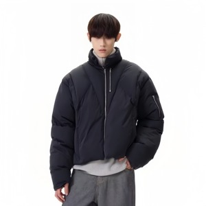 Chaqueta de Plumón Negra Personalizada de Alta Calidad para Hombre, Informal, para Exteriores, Resistente al Viento, Impermeable, Transpirable, con Cierre, Tallas Grandes - Product Image 3