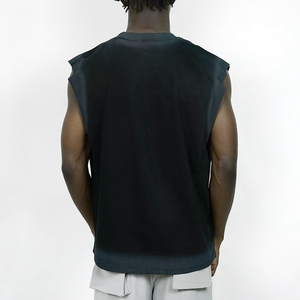 เสื้อยืดแขนกุดผู้ชายแบบหนา สไตล์วินเทจ เสื้อกั๊กสตรีทแวร์ลำลอง ผ้าฝ้ายพรีเมียม เสื้อกล้ามทนทาน เสื้อผ้าออกกำลังกาย - Product Image 4