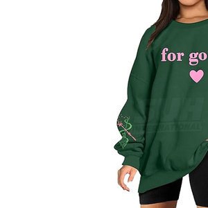 เสื้อสเวตเชิ้ตผู้หญิงสำหรับฤดูหนาว ทรงหลวม สีพื้น พิมพ์ลาย DTF ทันสมัย คุณภาพสูง เป็นมิตรกับสิ่งแวดล้อม ระบายอากาศได้ดี ผลิตจากผ้าฝ้าย 100% - Product Image 6