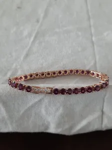 18K Gold Plated <b>Ruby</b> Tennis <b>Bracelet</b> Channel Setting Classic Style For Unisex Fashion Jewelry Alloy <b>Bracelet</b> - Product Image 3
