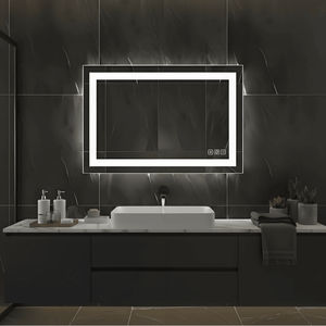 Specchio LED da Bagno Rettangolare 18"x24" da Parete con Funzioni Antiappannamento e Antigraffio, Vetro Temperato con Cornice e Specchio Integrato - Product Image 5