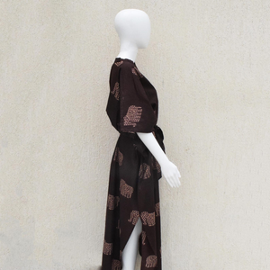 Animal Print Boho Kaftan Dress Brown Cotton Blend Tunic Batwing Lounge Cover Up customize Kaftan For women - Product Image 2