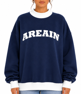 Sudadera Oversize de Cuello Alto para Mujer, Color Sólido, 100% Algodón, Transpirable, Ligera, con Logotipo Personalizado - Product Image 2