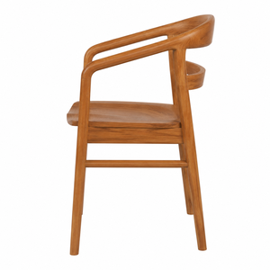 Chaise de salle à manger scandinave en teck écologique avec dossier et accoudoirs courbes - Durable, imperméable et stable pour une utilisation à la maison et en extérieur - Product Image 3
