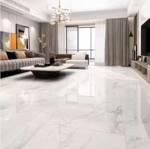 <span class=keywords><strong>Carrelage</strong></span> aspect marbre poli antibactérien grand format 60x120cm & 80x80cm |   Porcelaine émaillée blanche/grise pour sols de salon et d'hôtel. Carreaux de porcelaine haute brillance pour v. - Product Image 4
