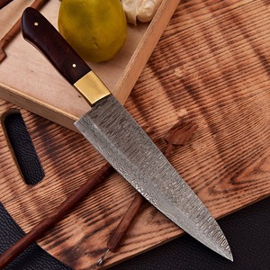 Custom Handmade Extra <b>Sharp</b> Chef <b>Knife</b> Forged Damascus Steel Rose Wood Handle Leather Sheath 8in Blade Ambidextrous Modern - Product Image 5