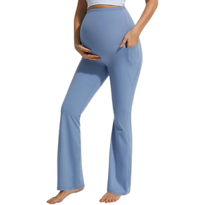 Wholesale Pregnant Yoga <b>Flared</b> Pants Wear Casual Lean Shark Pants Spring Leather Maternity Pants Pregnant Women <b>Leggings</b> - Product Image 4