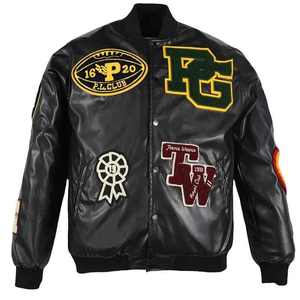 Men <b>Leather</b> Varsity <b>Jackets</b> With Sleeves Letterman <b>Jacket</b> Wholesale 2026 Boys Men Baseball <b>Jacket</b> - Product Image 1