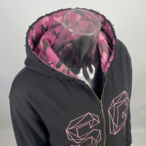 Sudadera con capucha y cremallera SG con estampado geométrico para hombre, corte holgado, color negro, tejido French Terry, informal, para invierno. - Product Image 2