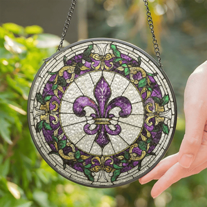 CIFbuy Acchiappasole in Vetro Colorato a Fiore di Lis, Decorazione da Appendere alla Finestra, Ciondolo Atmosferico per la Casa, TikTok per il Servizio di Ritiro Temu - Product Image 3