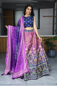 Fashionable Party Wear Lehenga Choli With Chinon Dupatta And Drawstring Zip Closure - Product Image 1