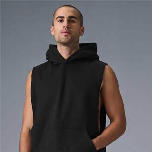 Gilet à capuche sans manches pour homme, couleur unie, coupe décontractée, respirant, en coton French Terry, pour l'automne, style athlétique moderne - Product Image 5