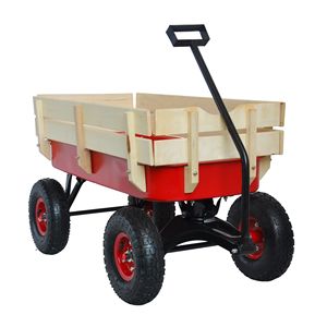 Carrello Utilitario in Legno Rosso con Pneumatici per Sport all'Aperto - Product Image 3