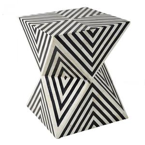 Table à tiroirs en os incrusté de la marque ILAHI, design moderne, détails en agate, rangement à trois niveaux, meuble portable pour la maison - Product Image 3