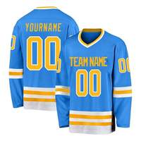 Maillot de hockey sur glace personnalisé unisexe, col en V, impression par sublimation intégrale, respirant, anti-humidité, anti-bactérien, polyester, taille plus