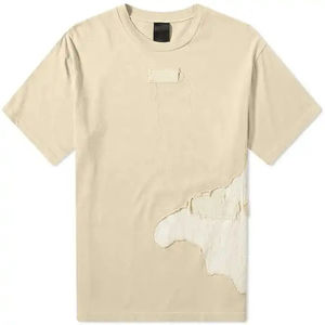 T-shirt décontracté surdimensionné beige à manches courtes et col rond pour homme, motif uni, 100 % coton biologique, toile respirante anti-boulochage - Product Image 4
