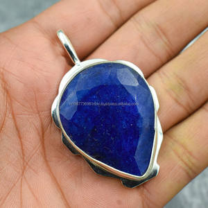 Colgante de Plata de Ley 925, joyería de piedras preciosas de zafiro azul, colgante único hecho a mano, joyería de plata, regalo para ella - Product Image 3