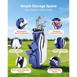 Borsa da golf con divisorio superiore a 7 scomparti, maniglie, doppie gambe di supporto e tasca portaoggetti, stand bag per mazze - Product Image 6
