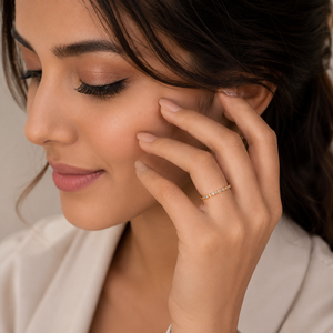 Anillo de media eternidad con moissanita de corte marquesa y redondo, chapado en oro, engaste pavé, para compromiso y boda de mujer - Product Image 4