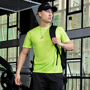 Camiseta Deportiva de Algodón para Hombre, Cuello Redondo, Manga Corta, Color Sólido, Corte Regular, Diseño Liso, Tejido Transpirable - Product Image 5