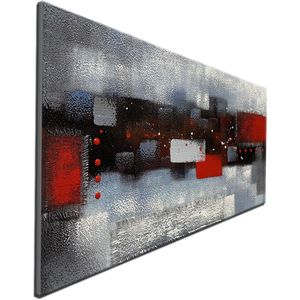 Décoration murale d'art abstrait moderne, peinture à l'huile texturée 3D sur toile de lin épaisse, rouge et gris, encadrée, pour la décoration de la maison - Product Image 3