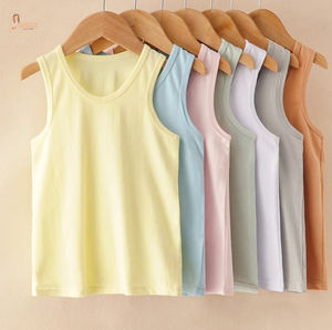 Camiseta sin mangas informal de verano con cuello redondo y diseño acanalado para niños, chaleco de lona sólida 100% algodón, ecológico y de secado rápido. - Product Image 1