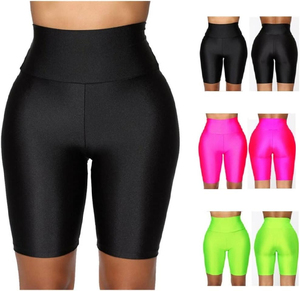 Shorts de Punto de Cintura Media para Mujer, de Cuero y Algodón, Color Sólido, Transpirables, Cintura Elástica, Ajuste Ceñido, Deportivos, Secado Rápido, Ligeros - Product Image 5