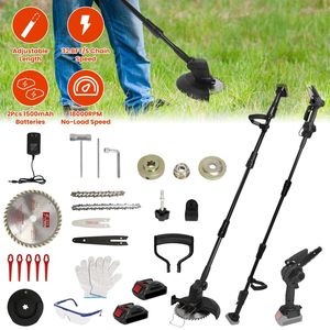 Kit 3-in-1 Elettrico Senza Fili 21V con Batterie da 1500mAh, Mini Motosega a Lunghezza Regolabile 4 Pollici, Decespugliatore e 2 Pezzi di Lame per Potatura - Product Image 1
