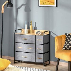 Light Grey Fabric Kitchen Storage Cabinet for Living Room Decor - Product Image 4
