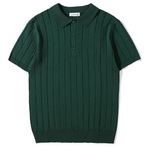 Polo Retro y Elegante, Camiseta de Manga Corta para Hombre, Estilo Veraniego de Lujo Ligero, Cuello con Solapa a Rayas, Tejido de Punto - Product Image 4