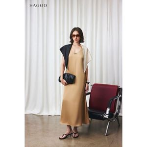 V9078 ชุดเดรสผ้าซาตินสีฝุ่นแบบเรียบหรู คอปก ผ้าคลุมไหล่ ยาวแบบแม็กซี่ แขนกุด สำหรับฤดูใบไม้ผลิและฤดูร้อน สวมใส่ได้ทุกวันอย่างสง่างาม - Product Image 1