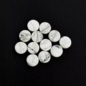 Cabochon rond plat en howlite blanche naturelle de 10 mm, qualité AAA, pierre précieuse en vrac, taille personnalisée disponible en gros sur le site de vente en ligne - Product Image 4