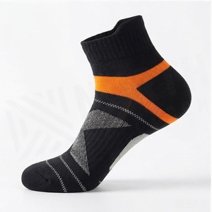 Ankle <b>Socks</b> Black Orange Geometric Pattern Breathable <b>Running</b> <b>Socks</b> for Adults Summer Season - Product Image 1
