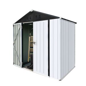 Casetta da Giardino Apex Roof 6FTx4FT Bianca+Nera, Resistente e Impermeabile - Product Image 5