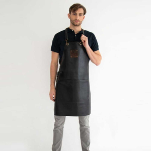 Tabliers en cuir véritable très demandés, sur mesure, vêtements de sécurité, cuir pleine fleur noir, sangles réglables, grandes poches - Product Image 4