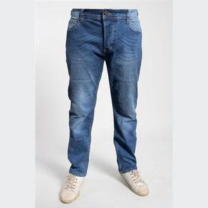 Jean en denim délavé coupe droite pour homme, coupe slim, taille mi-haute, en coton, style décontracté automne - Product Image 1