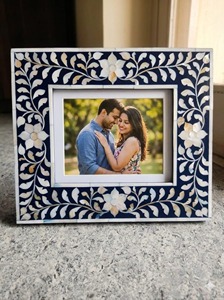Mother of Pearl Inlay Modern <b>White</b> <b>Photo</b> <b>Frame</b> Construction Handmade Eco Friendly Vintage Full Color Print for Tabletop Use - Product Image 2