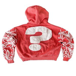 Estilo de tendencia Precio al por mayor Parche bordado desgastado de alta calidad Personalizado 100% algodón French Terry Men Acid Wash Hoodies - Product Image 2