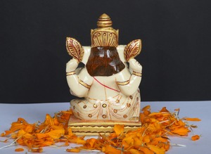 Nirmala Handicrafts - Estatua de Ganesha de Resina Hecha a Mano, 3x2x4.5 Pulgadas, Figuras Religiosas Culturales Tradicionales, Decoración de Mesa, Diwali - Product Image 6