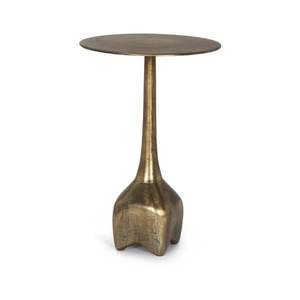 Elegante mesa auxiliar de metal diseñada con estilo minimalista y base robusta, ideal para la mesita de noche o la sala de estar. - Product Image 1