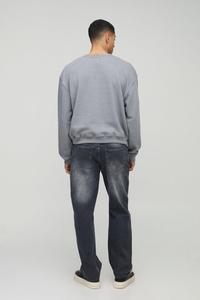 Sweat-shirt à col rond gris pour homme, coupe classique, tissu en molleton tricoté, style décontracté d'hiver, imprimé, manches longues, écologique - Product Image 3