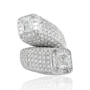 4 CT Moissanite <b>Emerald</b> Cut Twist Engagement <b>Ring</b> 925 <b>Silver</b> Rhodium Plated Luxury Gift for Women - Product Image 4